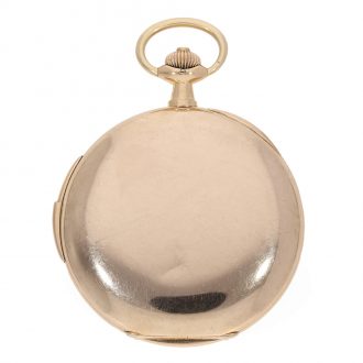 German 14 carat gold hunter case watch with stepped enamel dial Circa 1914