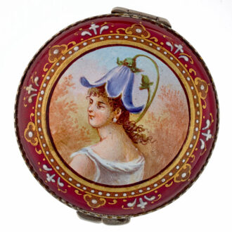 French silver verge with an enamel Portrait Circa 1800