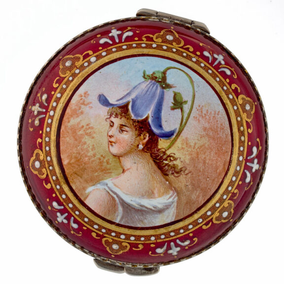 French silver verge with an enamel Portrait Circa 1800 French silver verge with an enamel Portrait Circa 1800