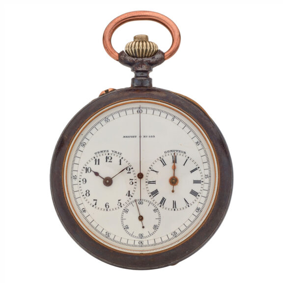 Extreme rare Swiss gunmetal chronograph lever watch Circa 1900