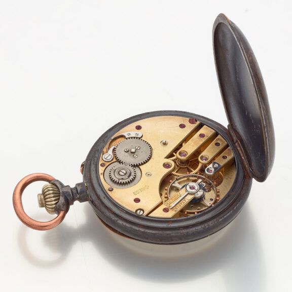 Extreme rare Swiss gunmetal chronograph lever watch Circa 1900 Extreme rare Swiss gunmetal chronograph lever watch Circa 1900