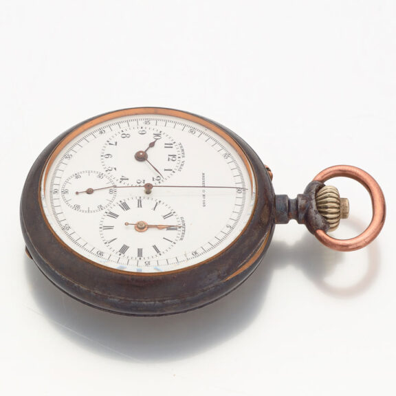 Extreme rare Swiss gunmetal chronograph lever watch Circa 1900 Extreme rare Swiss gunmetal chronograph lever watch Circa 1900
