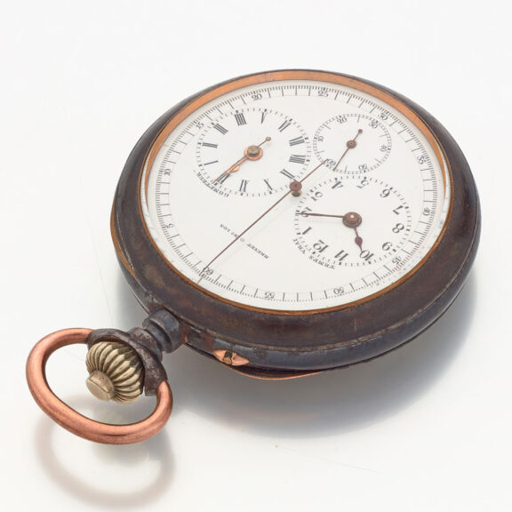 Extreme rare Swiss gunmetal chronograph lever watch Circa 1900 Extreme rare Swiss gunmetal chronograph lever watch Circa 1900