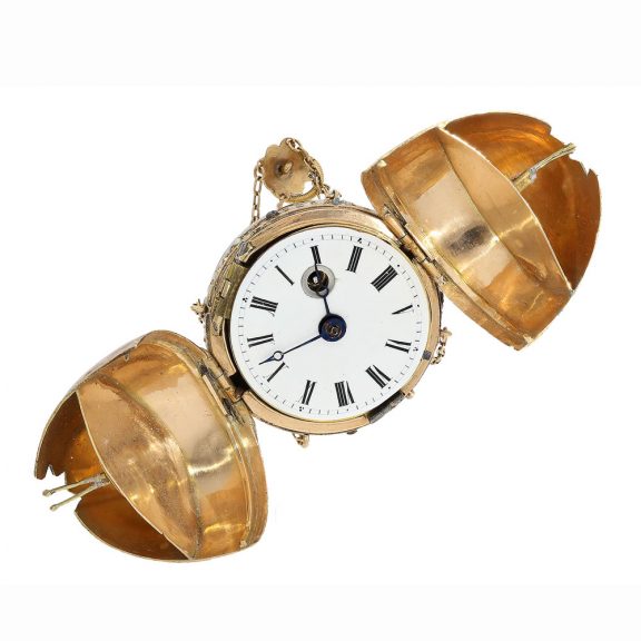 Swiss 18 Carat gold and enamel tulip form watch Circa 1810 Swiss 18 Carat gold and enamel tulip form watch Circa 1810