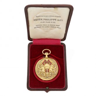 Swiss 18 carat gold and enamel high relief lever watch Circa 1907
