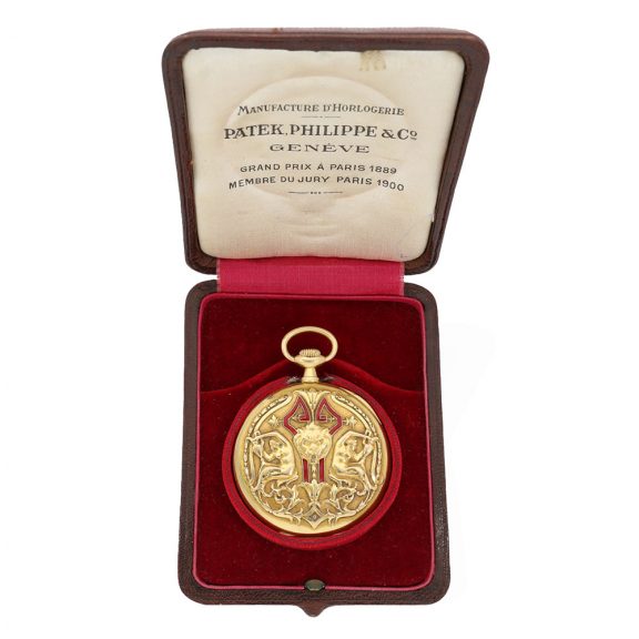 Swiss 18 carat gold and enamel high relief lever watch Circa 1907 Swiss 18 carat gold and enamel high relief lever watch Circa 1907