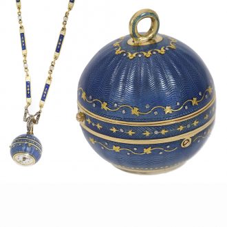 Swiss 18 carat gold and enamelled Boule de Genève Circa 1890