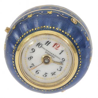 Swiss 18 carat gold and enamelled Boule de Genève Circa 1890
