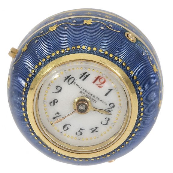 Swiss 18 carat gold and enamelled Boule de Genève Circa 1890 Swiss 18 carat gold and enamelled Boule de Genève Circa 1890
