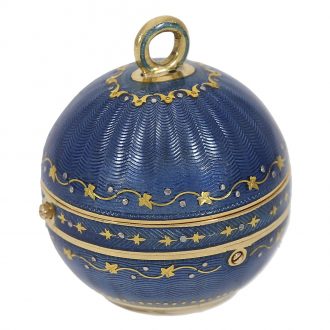 Swiss 18 carat gold and enamelled Boule de Genève Circa 1890