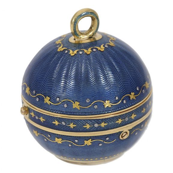 Swiss 18 carat gold and enamelled Boule de Genève Circa 1890 Swiss 18 carat gold and enamelled Boule de Genève Circa 1890