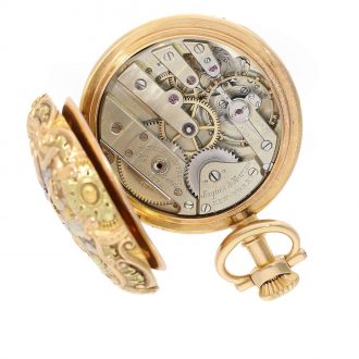 Swiss 18K multicolour gold repoussé pocket watch Circa 1886