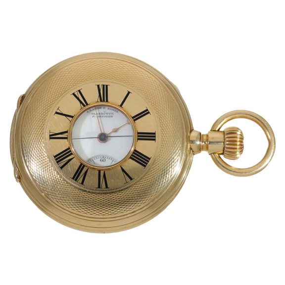 German extremely rare gold half hunting cased watch Circa 1890