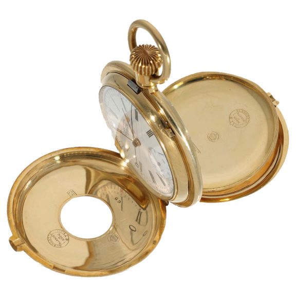 German extremely rare gold half hunting cased watch Circa 1890 German extremely rare gold half hunting cased watch Circa 1890