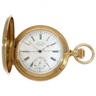 German extremely rare gold half hunting cased watch Circa 1890