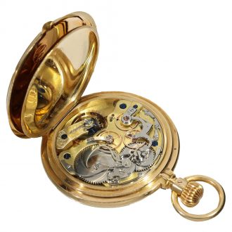German extremely rare gold half hunting cased watch Circa 1890