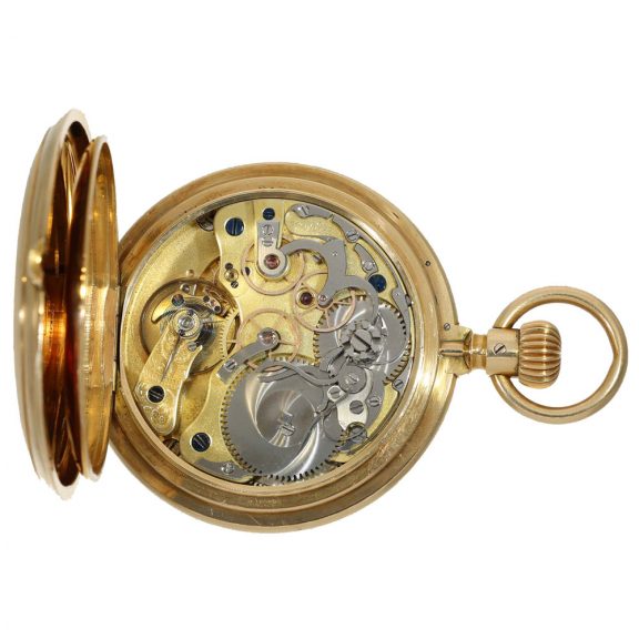German extremely rare gold half hunting cased watch Circa 1890 German extremely rare gold half hunting cased watch Circa 1890