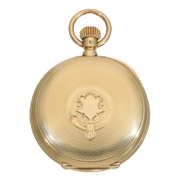German extremely rare gold half hunting cased watch Circa 1890 German extremely rare gold half hunting cased watch Circa 1890