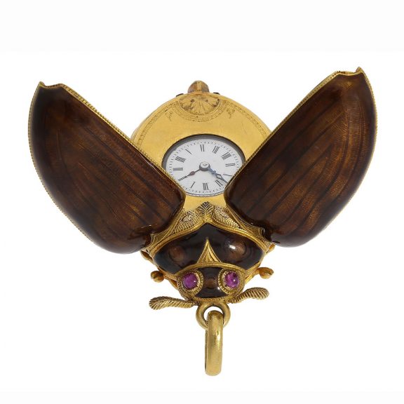 Probably Swiss gold and enamel beetle-form watch Circa 1870