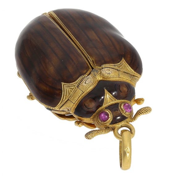 Probably Swiss gold and enamel beetle-form watch Circa 1870 Probably Swiss gold and enamel beetle-form watch Circa 1870