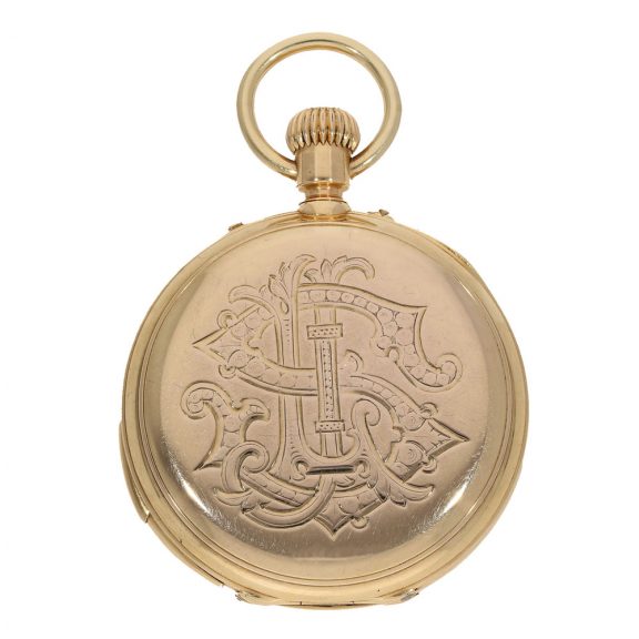 Swiss 18 carat gold watch with double complication Circa 1879 Swiss 18 carat gold watch with double complication Circa 1879