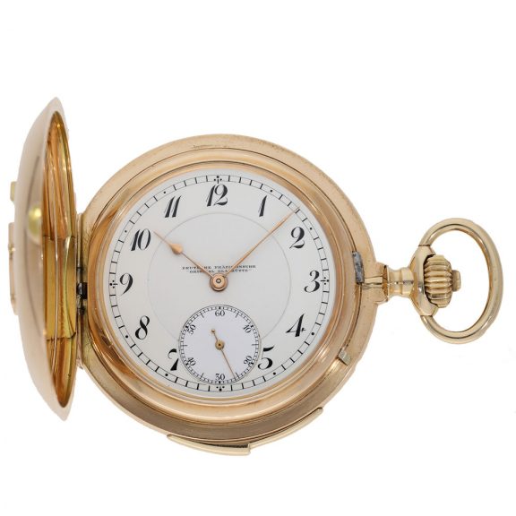 German 14 carat gold full hunter cased watch with repeater Circa 1920