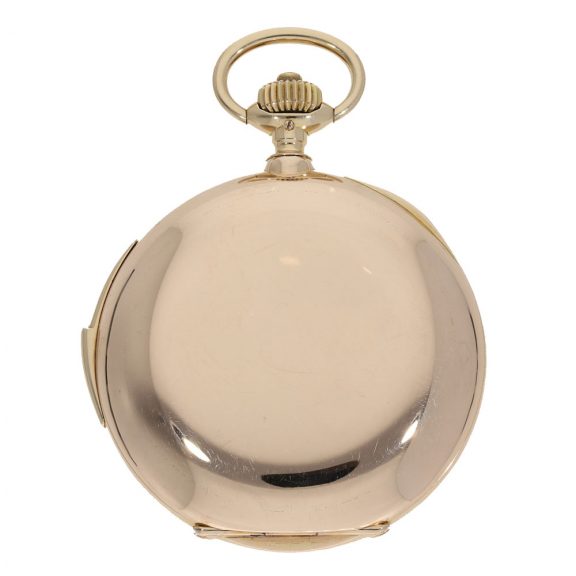 German 14 carat gold full hunter cased watch with repeater Circa 1920 German 14 carat gold full hunter cased watch with repeater Circa 1920