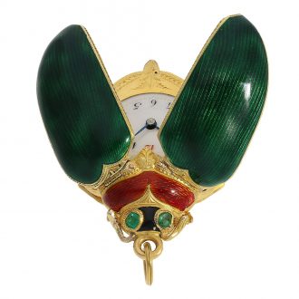 Extremely rare Swiss gold and enamel beetle-form watch Circa 1885