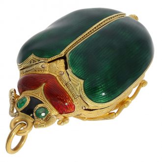 Extremely rare Swiss gold and enamel beetle-form watch Circa 1885
