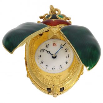 Extremely rare Swiss gold and enamel beetle-form watch Circa 1885