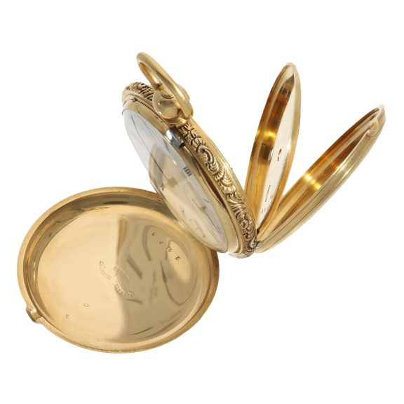 Swiss 18K gold hunting cased lever pocket watch Circa 1860 Swiss 18K gold hunting cased lever pocket watch Circa 1860