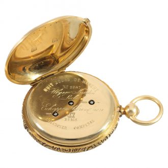 Swiss 18K gold hunting cased lever pocket watch Circa 1860