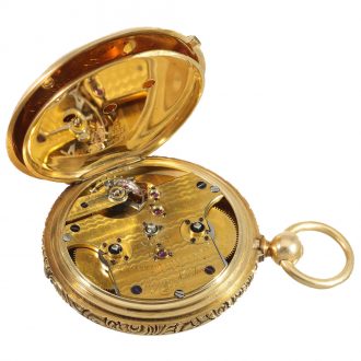 Swiss 18K gold hunting cased lever pocket watch Circa 1860