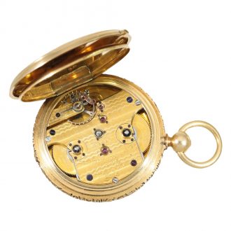 Swiss 18K gold hunting cased lever pocket watch Circa 1860
