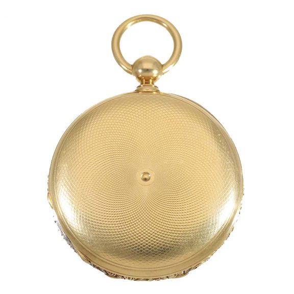Swiss 18K gold hunting cased lever pocket watch Circa 1860 Swiss 18K gold hunting cased lever pocket watch Circa 1860
