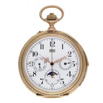Swiss 18 carat gold complicated splendour pocket watch Circa 1890