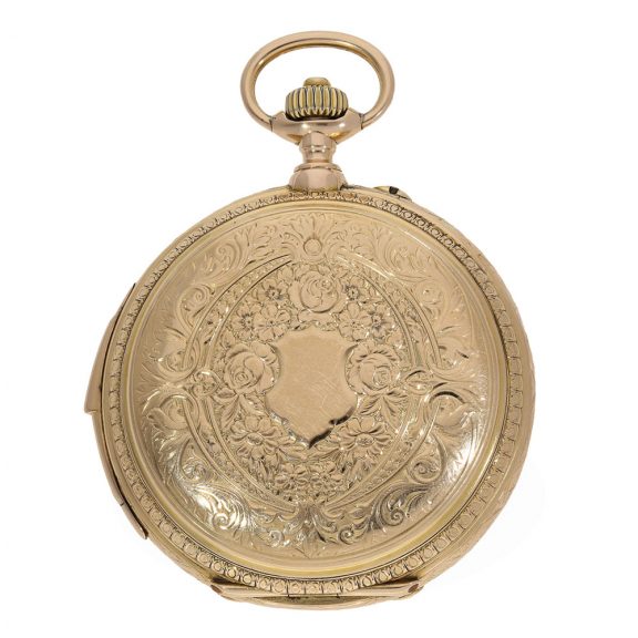 Swiss 18 carat gold complicated splendour pocket watch Circa 1890 Swiss 18 carat gold complicated splendour pocket watch Circa 1890