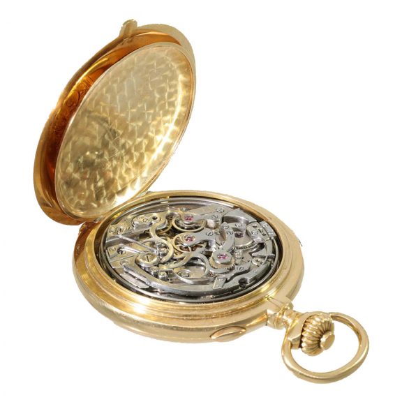 Swiss gold repeating split seconds chronograph Circa 1907 Swiss gold repeating split seconds chronograph Circa 1907
