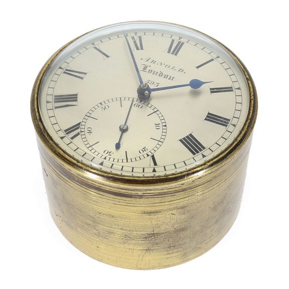 English round brass case so called box chronometer Circa 1824 English round brass case so called box chronometer Circa 1824