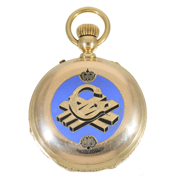 Swiss 18 carat gold and enamel interesting chronometer Circa 1865 Swiss 18 carat gold and enamel interesting chronometer Circa 1865