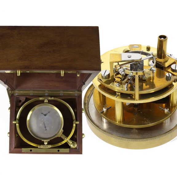 French brass deck chronometer with chronometer escapement Circa 1839