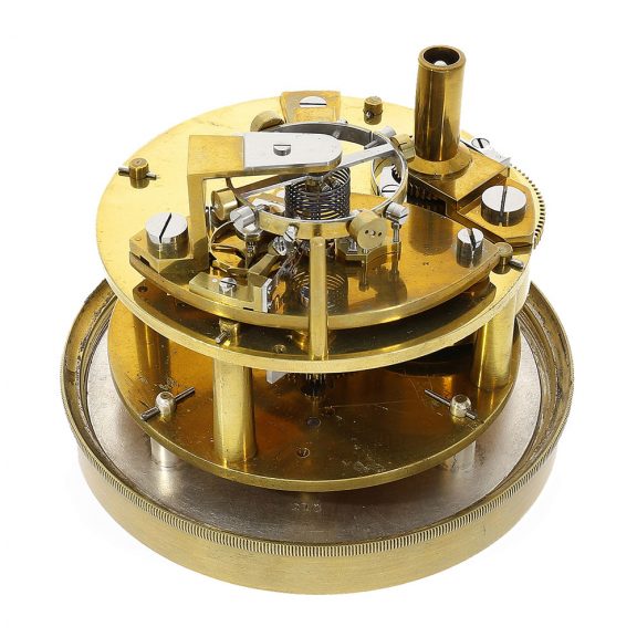 French brass deck chronometer with chronometer escapement Circa 1839 French brass deck chronometer with chronometer escapement Circa 1839