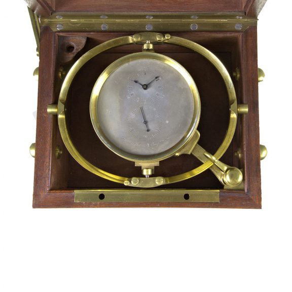 French brass deck chronometer with chronometer escapement Circa 1839 French brass deck chronometer with chronometer escapement Circa 1839