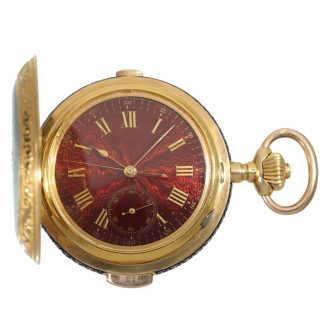 Swiss 18 carat gold and enamel full hunter cased watch Circa 1905
