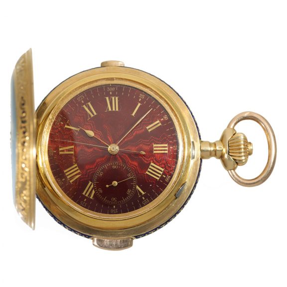 Swiss 18 carat gold and enamel full hunter cased watch Circa 1905