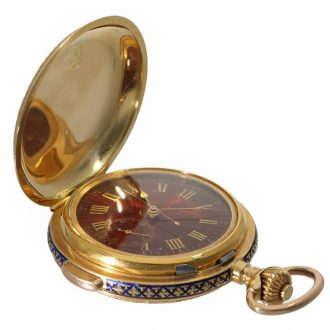 Swiss 18 carat gold and enamel full hunter cased watch Circa 1905