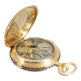 Swiss 18 carat gold and enamel full hunter cased watch Circa 1905