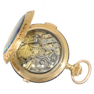 Swiss 18 carat gold and enamel full hunter cased watch Circa 1905