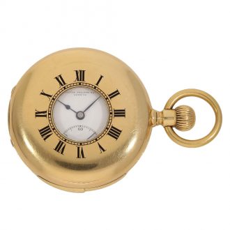 Swiss 18 carat gold half hunter watch with rare repeater Circa 1899