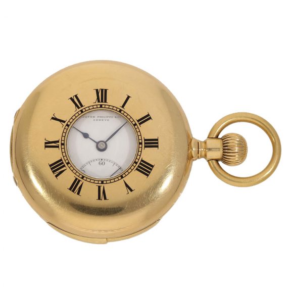Swiss 18 carat gold half hunter watch with rare repeater Circa 1899